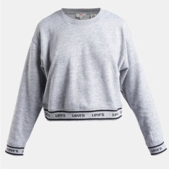 Levi's Sweaters - 17. Women's Levi's Logo Trim Fleece Sweatshirt in Gray
